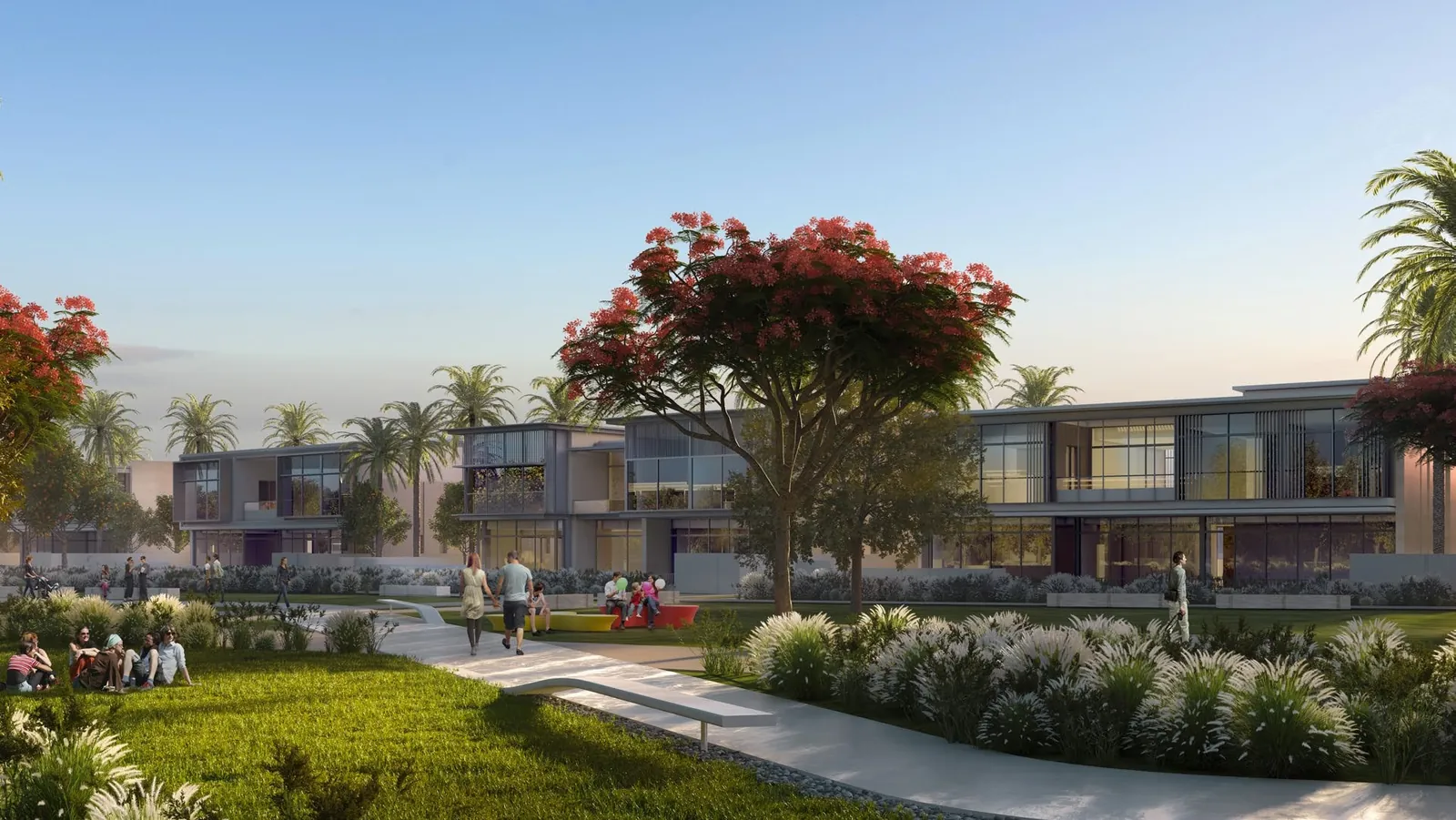 فلل Golf Place II بجوار المسطح العشبي في الحديقة