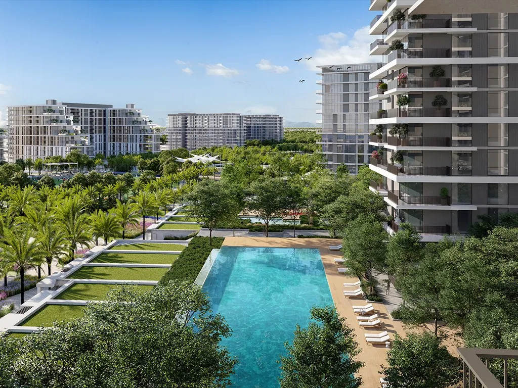 المسبح والحديقة في ساحة Palace Residences