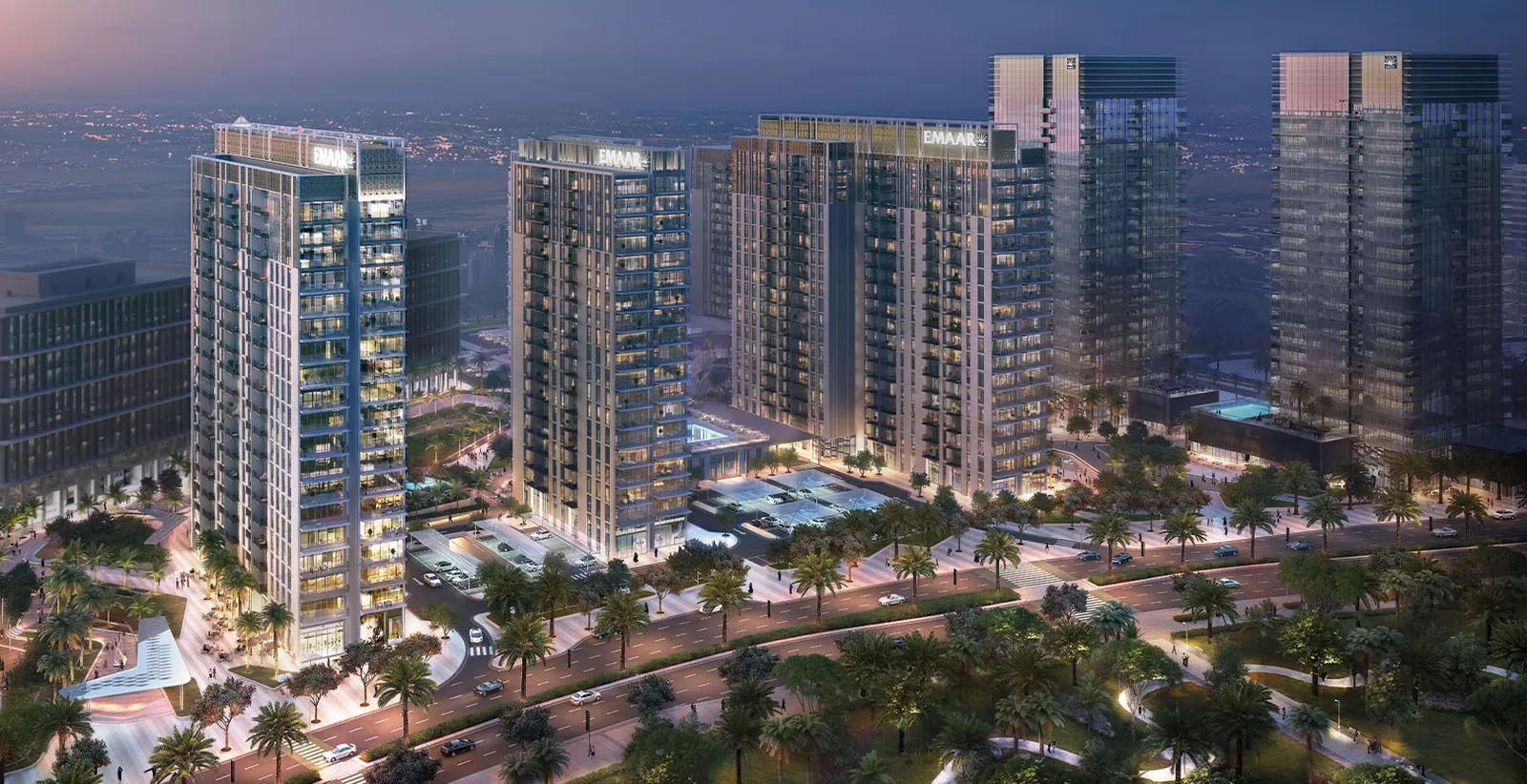 أبراج Park Heights السكنية مساءً